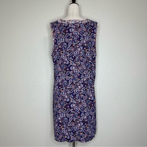 Lands’ End Blue Notch Neckline Paisley Jersey Knit Dress - Picture 6 of 12